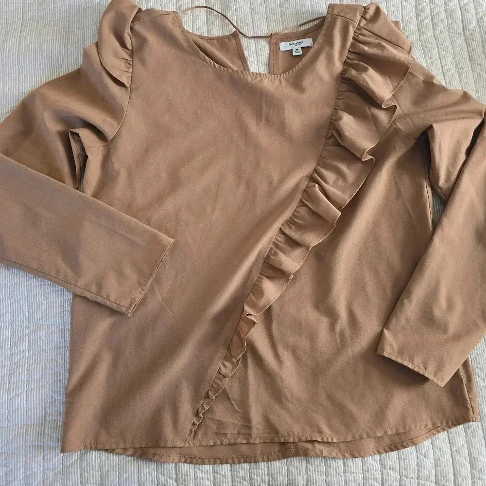 Caramel ruffle blouse
